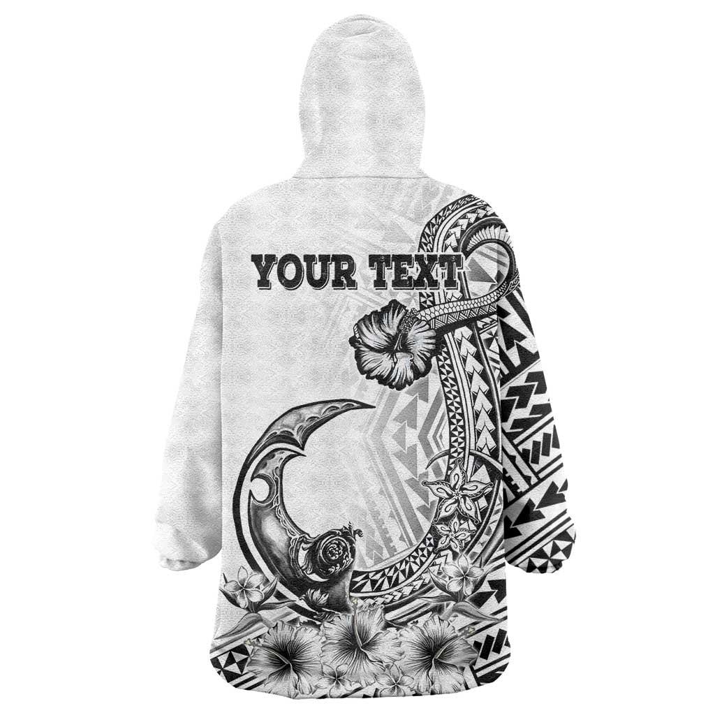 Ia Orana Tahiti Personalised Wearable Blanket Hoodie French Polynesia Hook Tattoo Special White Color LT9