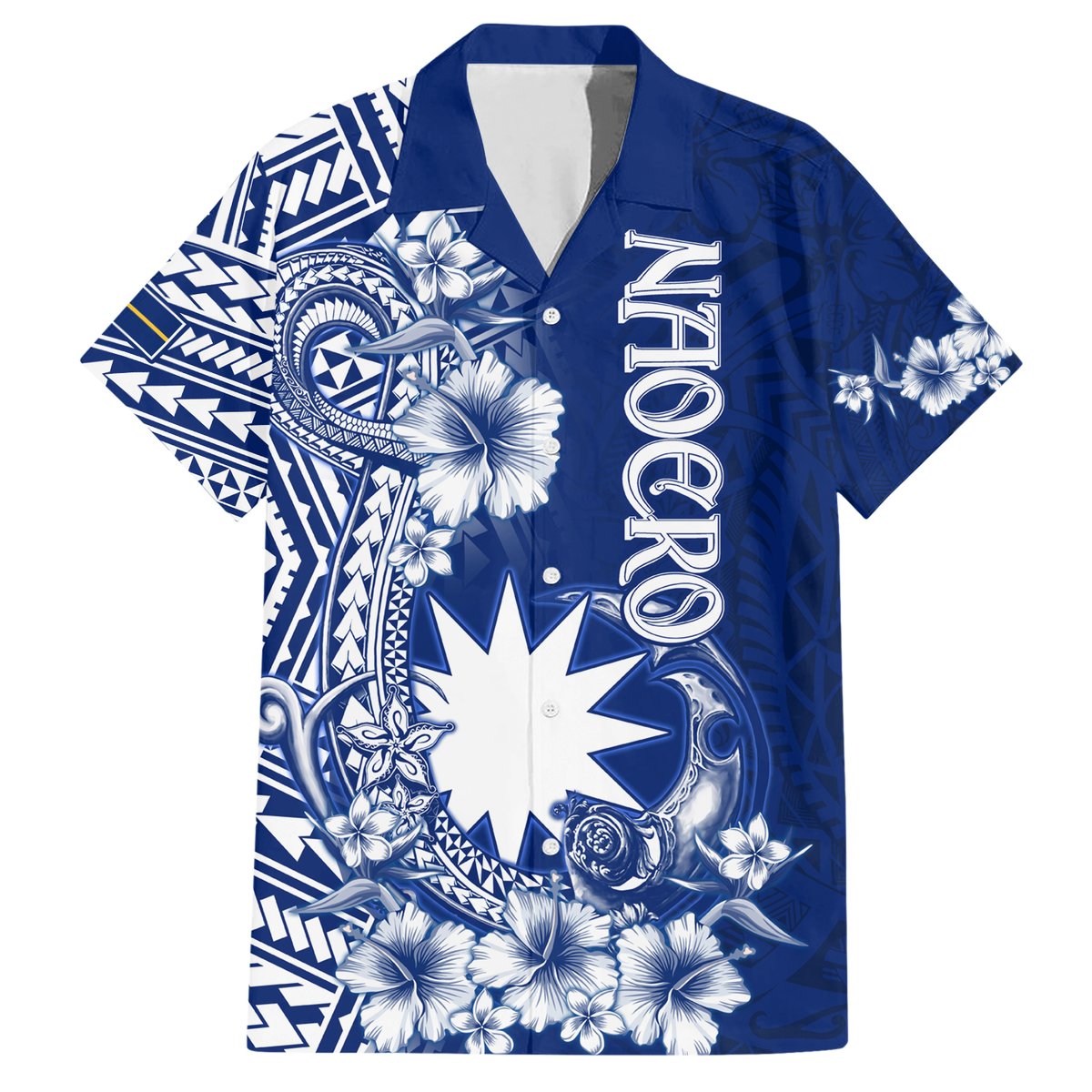 Nauru Independence Personalised Hawaiian Shirt Naoero Hook Tattoo Special Polynesian Pattern LT9 Blue - Polynesian Pride