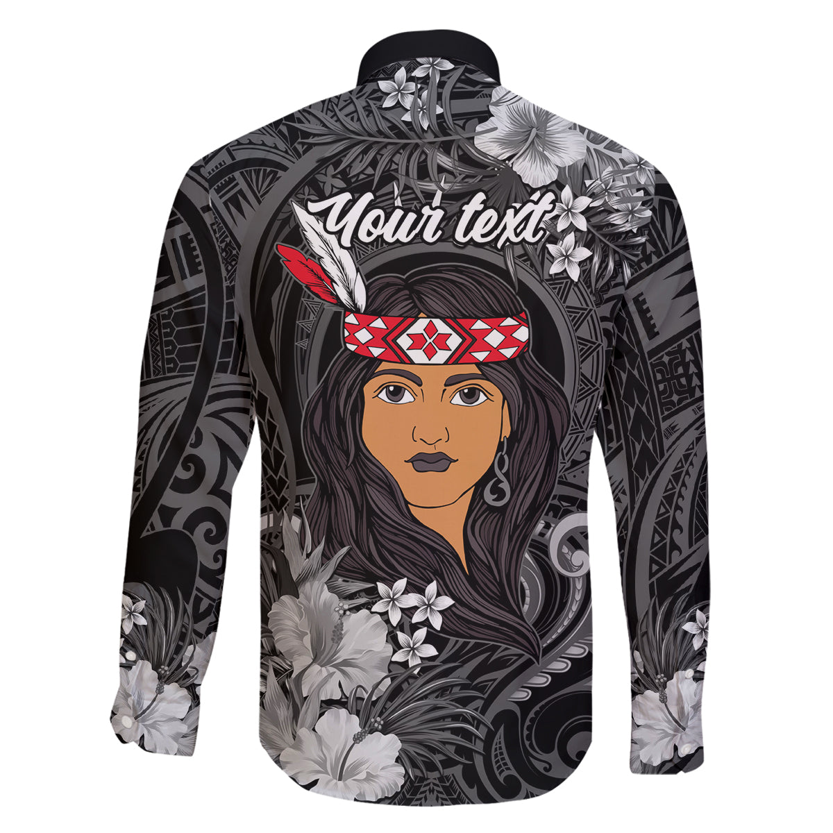 New Zealand Custom Women's Day Family Matching Off Shoulder Maxi Dress and Hawaiian Shirt Maori Girl Feathers of Hope - Black LT9 - Polynesian Pride
