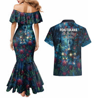New Zealand Matariki Pohutukawa Couples Matching Mermaid Dress and Hawaiian Shirt Te Mauri te Ora LT9 - Polynesian Pride