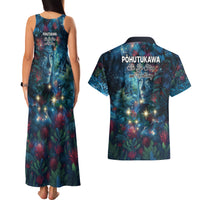 New Zealand Matariki Pohutukawa Couples Matching Tank Maxi Dress and Hawaiian Shirt Te Mauri te Ora LT9 - Polynesian Pride