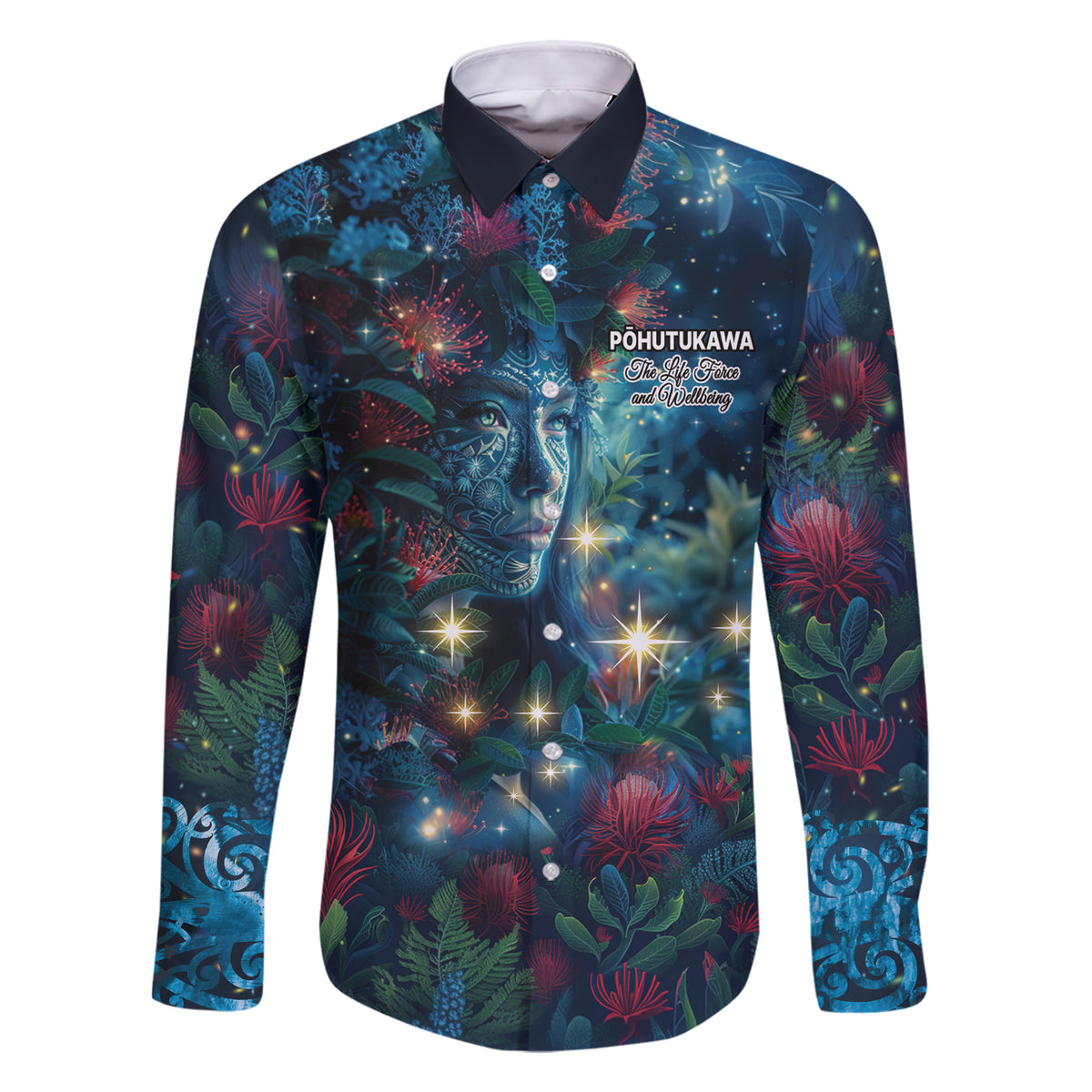 New Zealand Matariki Pohutukawa Family Matching Short Sleeve Bodycon Dress and Hawaiian Shirt Te Mauri te Ora LT9 Dad's Shirt - Long Sleeve Art - Polynesian Pride