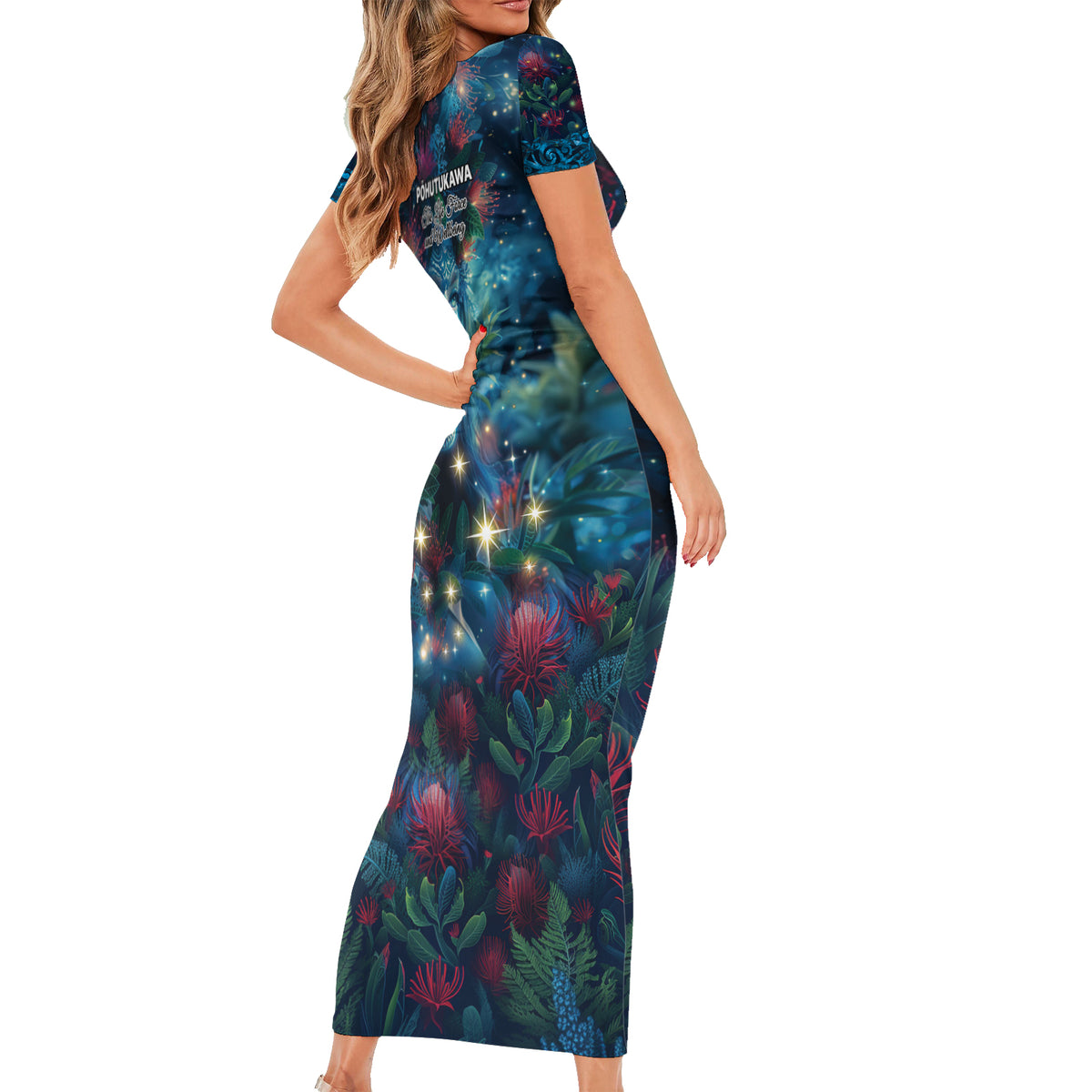 New Zealand Matariki Pohutukawa Family Matching Short Sleeve Bodycon Dress and Hawaiian Shirt Te Mauri te Ora LT9 - Polynesian Pride