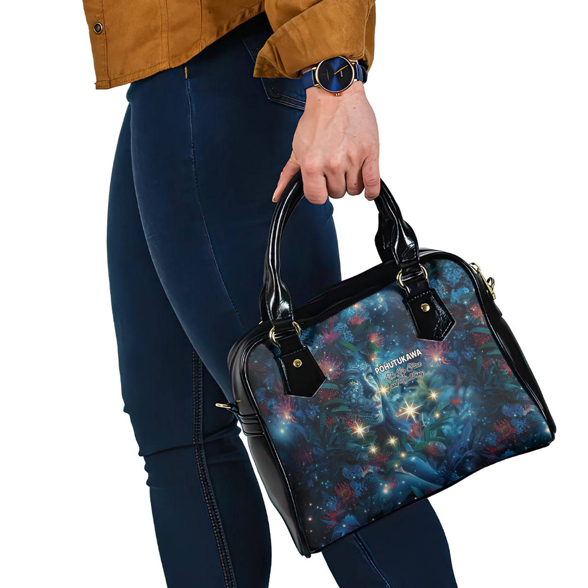 New Zealand Matariki Pohutukawa Shoulder Handbag Te Mauri te Ora LT9 - Polynesian Pride