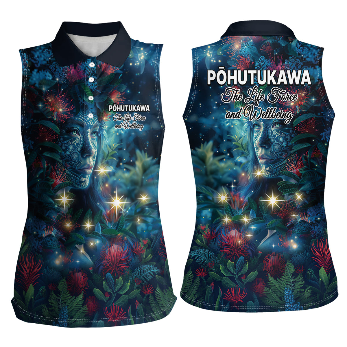 New Zealand Matariki Pohutukawa Women Sleeveless Polo Shirt Te Mauri te Ora