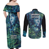 New Zealand Matariki Tupuanuku Couples Matching Off Shoulder Maxi Dress and Long Sleeve Button Shirt Te W o te Hauhake LT9 - Polynesian Pride