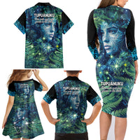 New Zealand Matariki Tupuanuku Family Matching Long Sleeve Bodycon Dress and Hawaiian Shirt Te W o te Hauhake LT9 - Polynesian Pride
