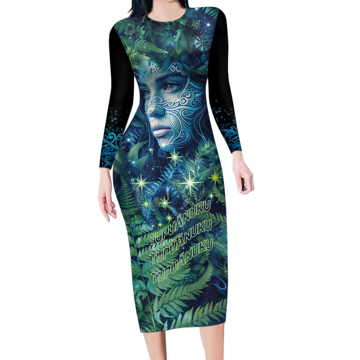 New Zealand Matariki Tupuanuku Family Matching Long Sleeve Bodycon Dress and Hawaiian Shirt Te W o te Hauhake LT9 Mom's Dress Art - Polynesian Pride