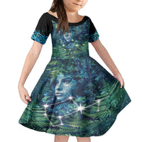 New Zealand Matariki Tupuanuku Family Matching Off The Shoulder Long Sleeve Dress and Hawaiian Shirt Te W o te Hauhake LT9 Daughter's Dress Art - Polynesian Pride