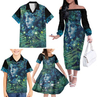 New Zealand Matariki Tupuanuku Family Matching Off The Shoulder Long Sleeve Dress and Hawaiian Shirt Te W o te Hauhake LT9 - Polynesian Pride