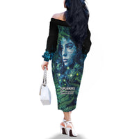 New Zealand Matariki Tupuanuku Family Matching Off The Shoulder Long Sleeve Dress and Hawaiian Shirt Te W o te Hauhake LT9 - Polynesian Pride
