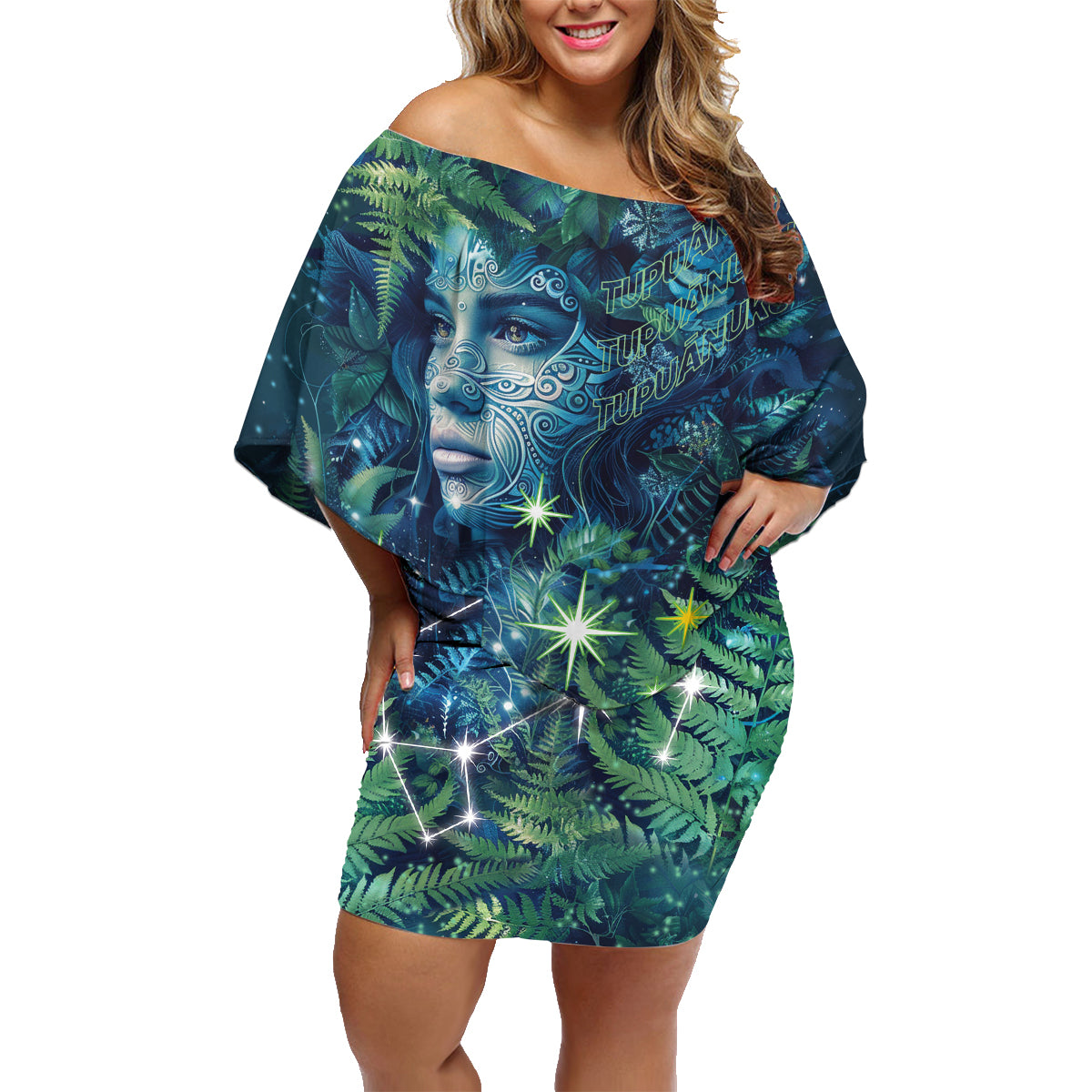 New Zealand Matariki Tupuanuku Family Matching Off Shoulder Short Dress and Hawaiian Shirt Te W o te Hauhake LT9 Mom's Dress Art - Polynesian Pride