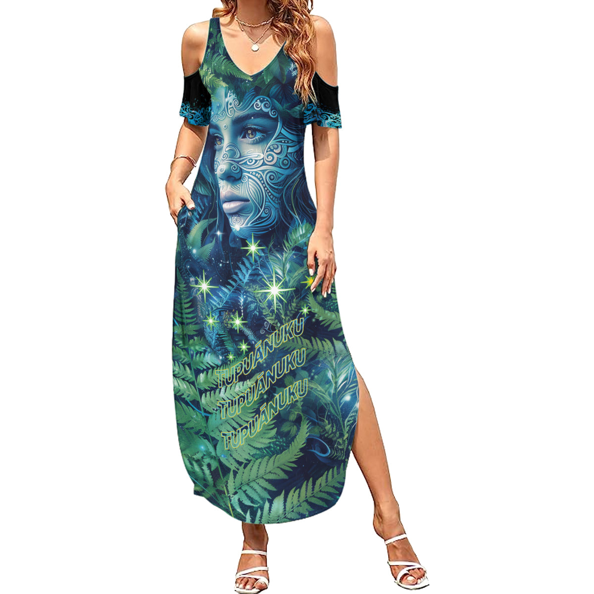 New Zealand Matariki Tupuanuku Family Matching Summer Maxi Dress and Hawaiian Shirt Te W o te Hauhake LT9 Mom's Dress Art - Polynesian Pride