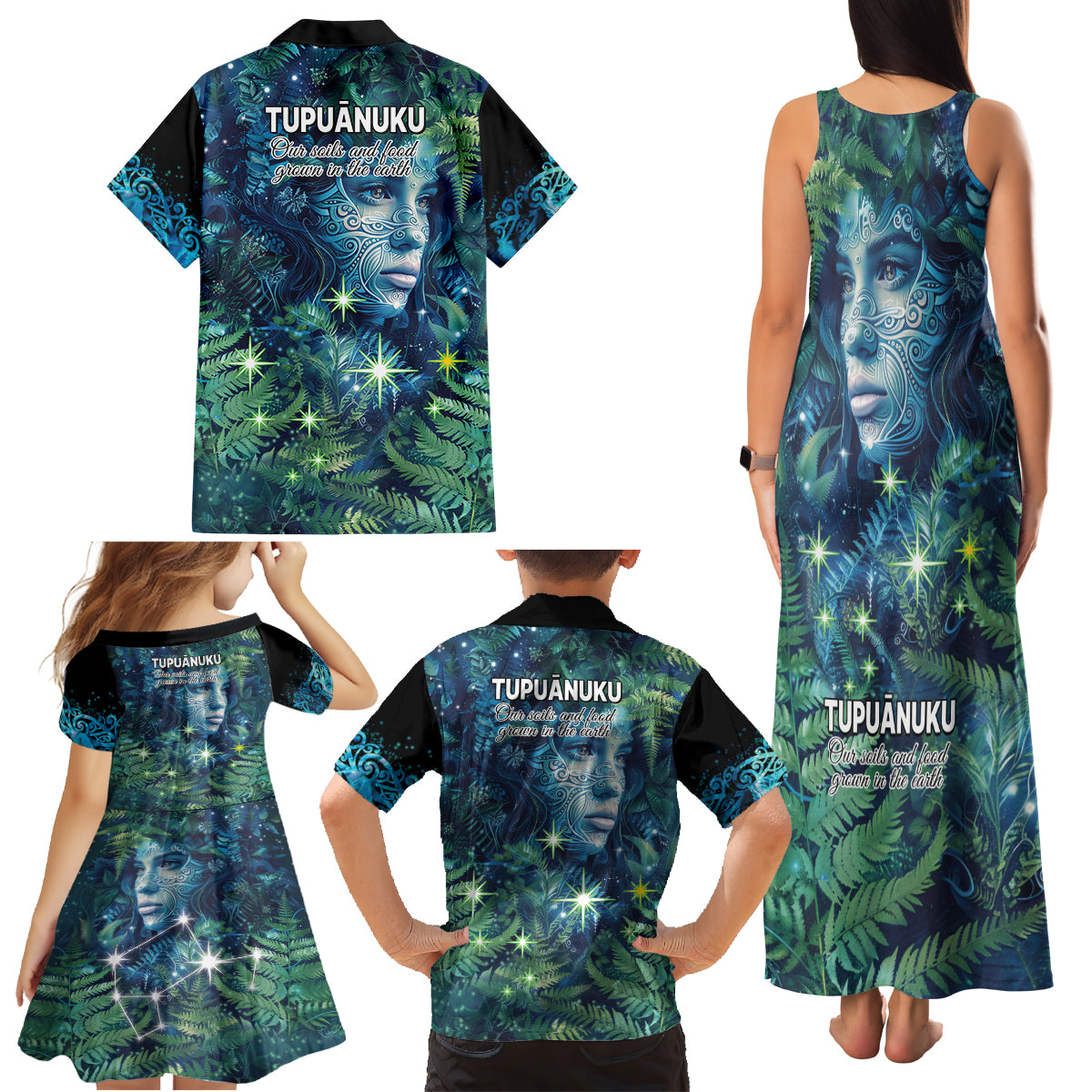 New Zealand Matariki Tupuanuku Family Matching Tank Maxi Dress and Hawaiian Shirt Te W o te Hauhake LT9 - Polynesian Pride
