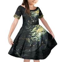 New Zealand Matariki Tupuarangi Family Matching Off The Shoulder Long Sleeve Dress and Hawaiian Shirt Ng Kai o te Rangi LT9 Daughter's Dress Art - Polynesian Pride