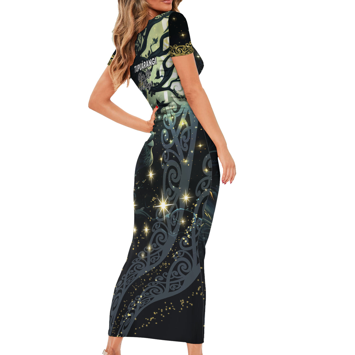 New Zealand Matariki Tupuarangi Family Matching Short Sleeve Bodycon Dress and Hawaiian Shirt Ng Kai o te Rangi LT9 - Polynesian Pride