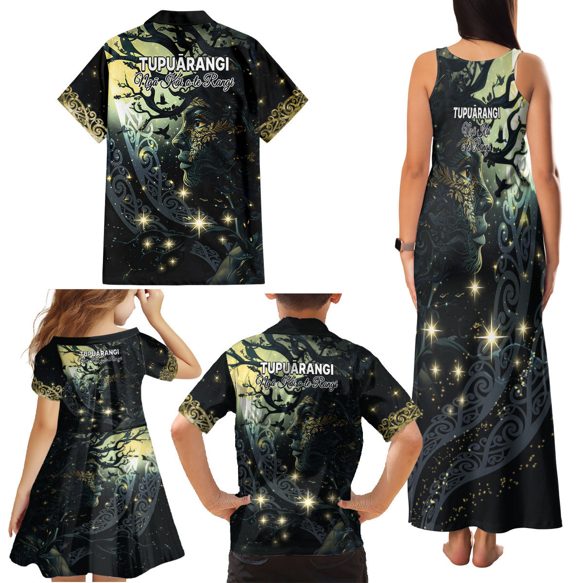 New Zealand Matariki Tupuarangi Family Matching Tank Maxi Dress and Hawaiian Shirt Ng Kai o te Rangi LT9 - Polynesian Pride