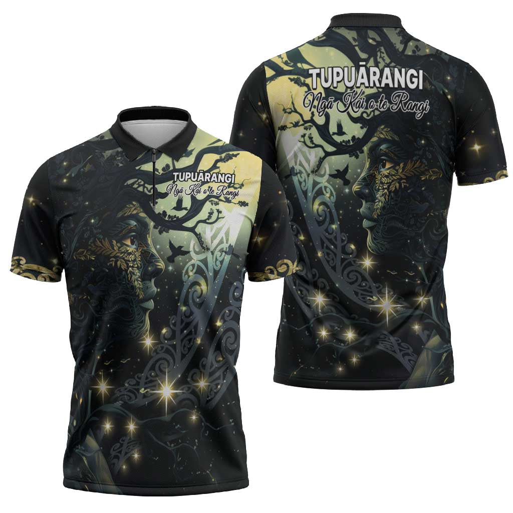 New Zealand Matariki Tupuarangi Zipper Polo Shirt Ng Kai o te Rangi - Polynesian Pride