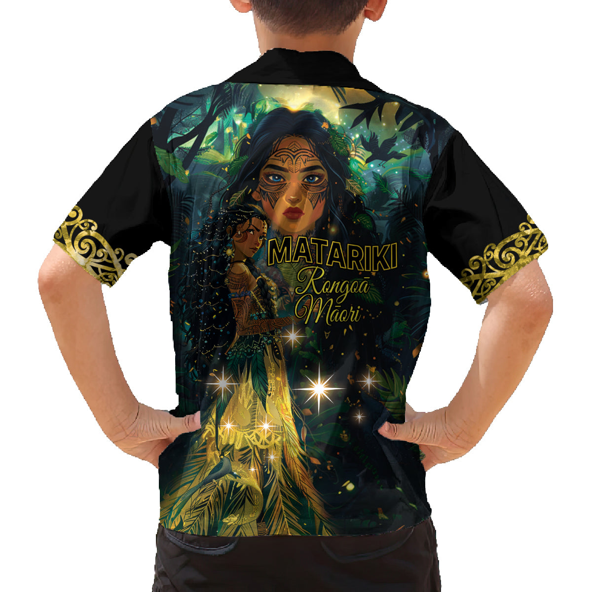 New Zealand Matariki Family Matching Long Sleeve Bodycon Dress and Hawaiian Shirt Rongo Mori Wellbeing and Good Luck LT9 - Polynesian Pride