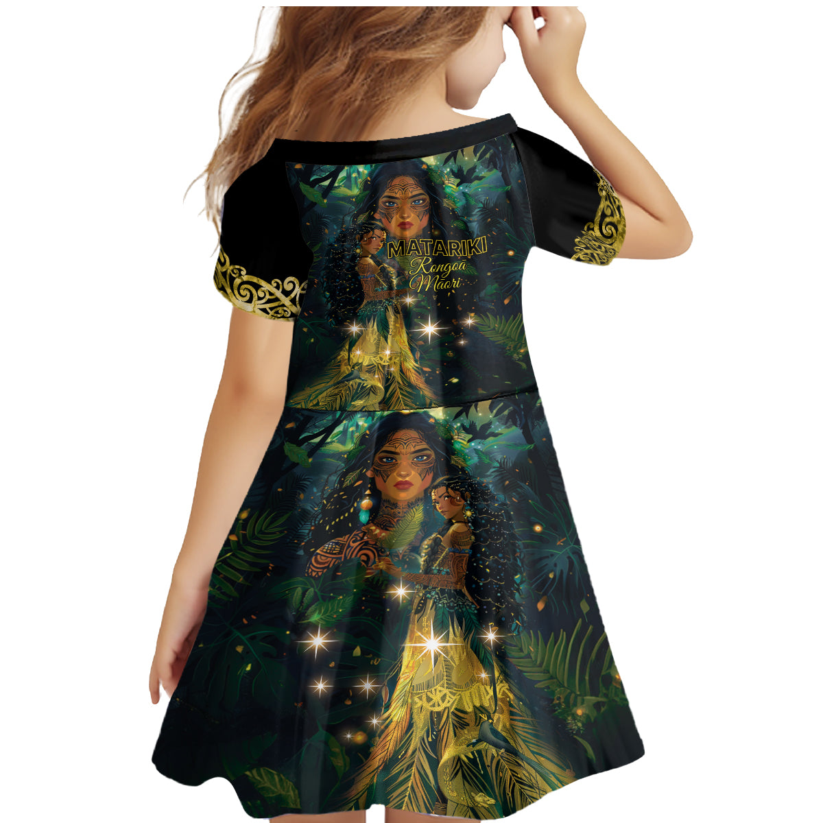 New Zealand Matariki Family Matching Mermaid Dress and Hawaiian Shirt Rongo Mori Wellbeing and Good Luck LT9 - Polynesian Pride