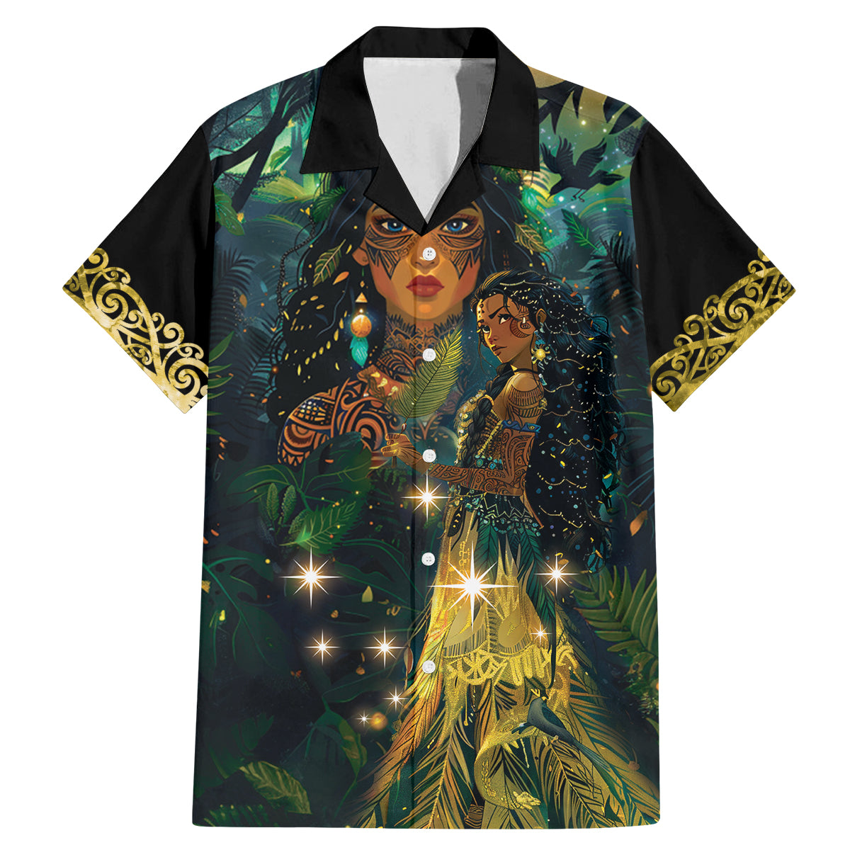New Zealand Matariki Family Matching Mermaid Dress and Hawaiian Shirt Rongo Mori Wellbeing and Good Luck LT9 Dad's Shirt - Short Sleeve Art - Polynesian Pride