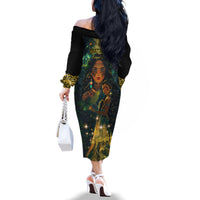 New Zealand Matariki Family Matching Off The Shoulder Long Sleeve Dress and Hawaiian Shirt Rongo Mori Wellbeing and Good Luck LT9 - Polynesian Pride
