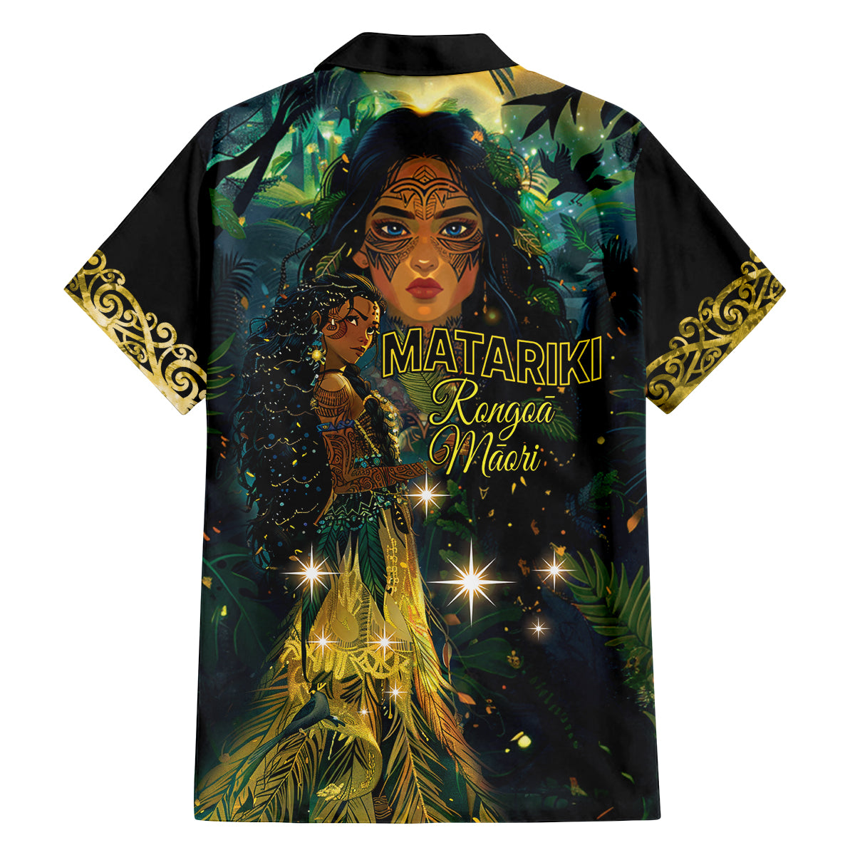 New Zealand Matariki Family Matching Off Shoulder Maxi Dress and Hawaiian Shirt Rongo Mori Wellbeing and Good Luck LT9 - Polynesian Pride
