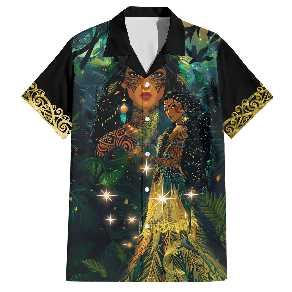 New Zealand Matariki Family Matching Short Sleeve Bodycon Dress and Hawaiian Shirt Rongo Mori Wellbeing and Good Luck LT9 Dad's Shirt - Short Sleeve Art - Polynesian Pride