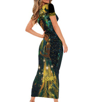 New Zealand Matariki Family Matching Short Sleeve Bodycon Dress and Hawaiian Shirt Rongo Mori Wellbeing and Good Luck LT9 - Polynesian Pride