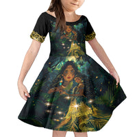 New Zealand Matariki Family Matching Summer Maxi Dress and Hawaiian Shirt Rongo Mori Wellbeing and Good Luck LT9 Daughter's Dress Art - Polynesian Pride