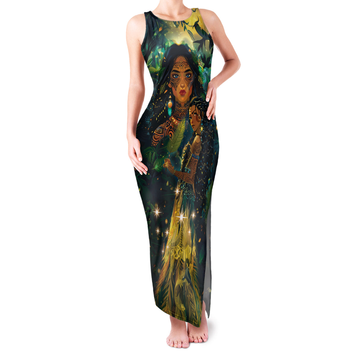 New Zealand Matariki Family Matching Tank Maxi Dress and Hawaiian Shirt Rongo Mori Wellbeing and Good Luck LT9 Mom's Dress Art - Polynesian Pride
