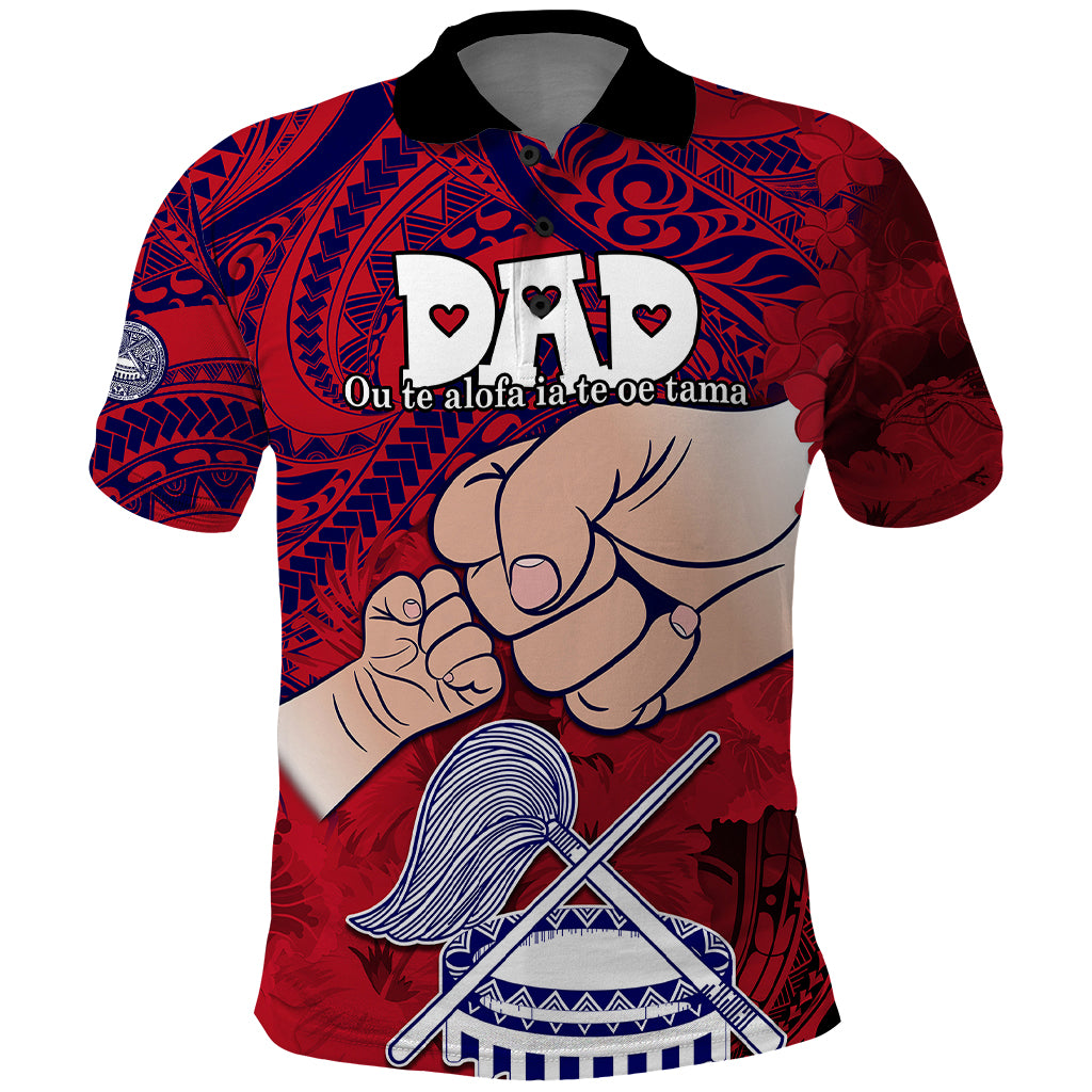Dads Day American Samoa Polo Shirt Dad Ou Te Alofa Ia Te Oe Tama Polynesian Flowers Tribal LT9 Red - Polynesian Pride