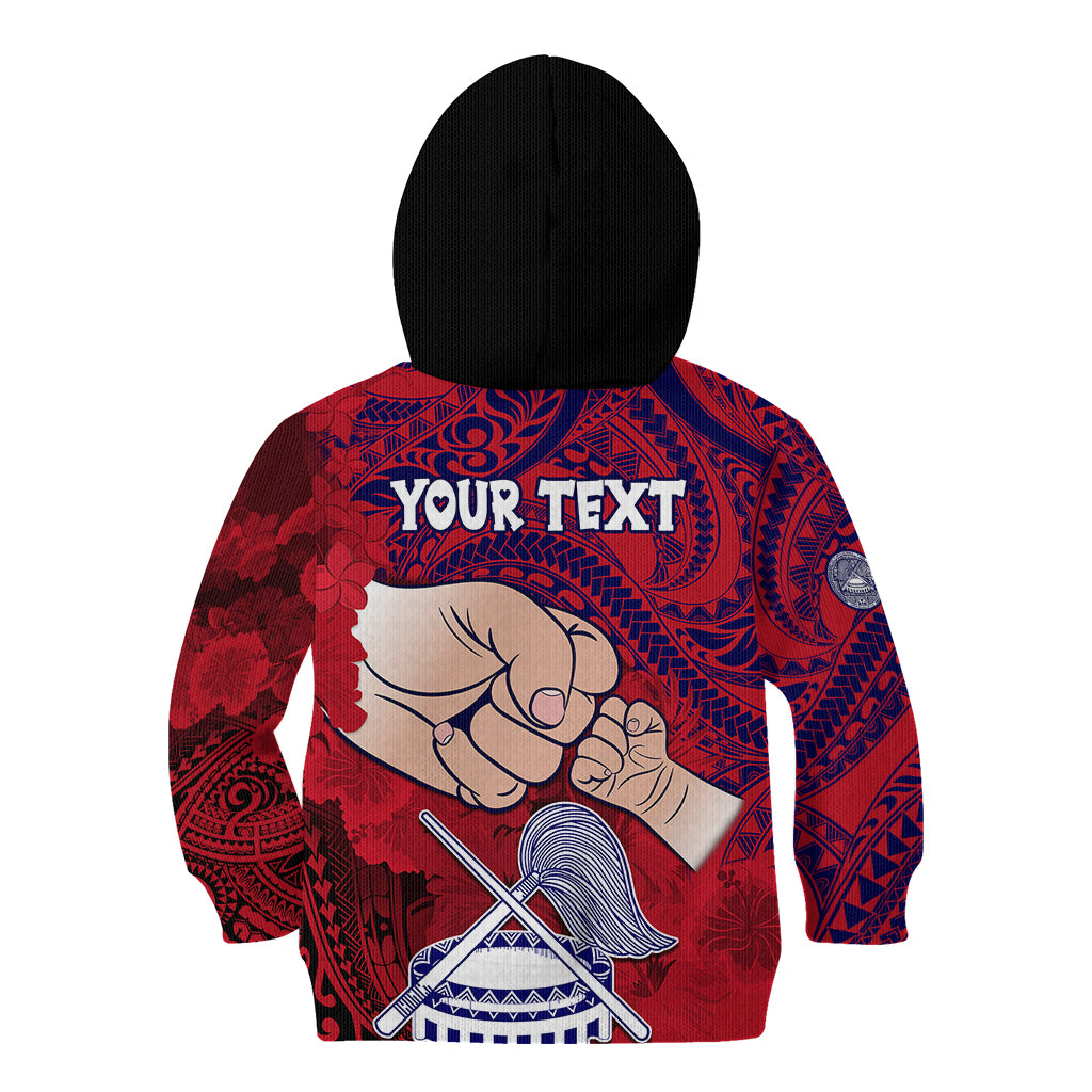 Personalised Dads Day American Samoa Kid Hoodie Dad Ou Te Alofa Ia Te Oe Tama - Polynesian Flowers Tribal LT9 - Polynesian Pride