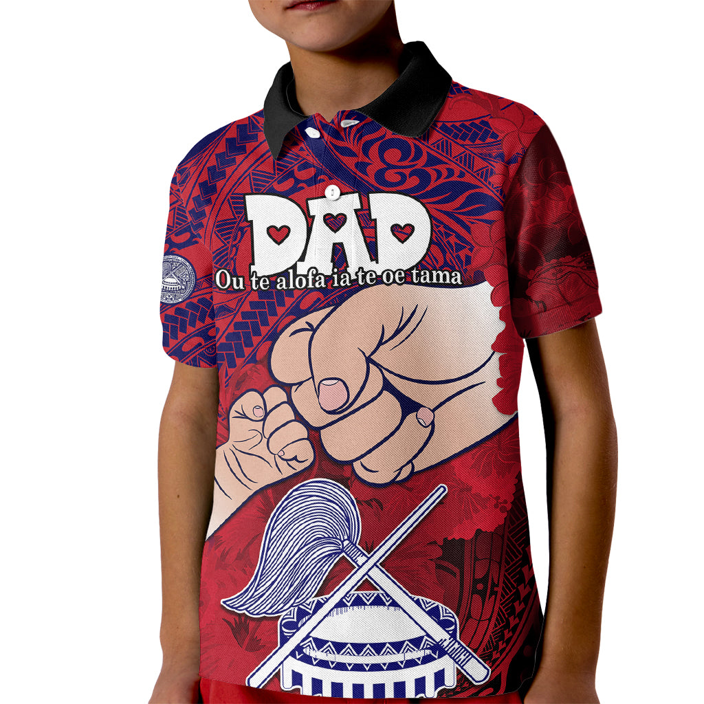 Personalised Dads Day American Samoa Kid Polo Shirt Dad Ou Te Alofa Ia Te Oe Tama - Polynesian Flowers Tribal LT9 Kid Red - Polynesian Pride