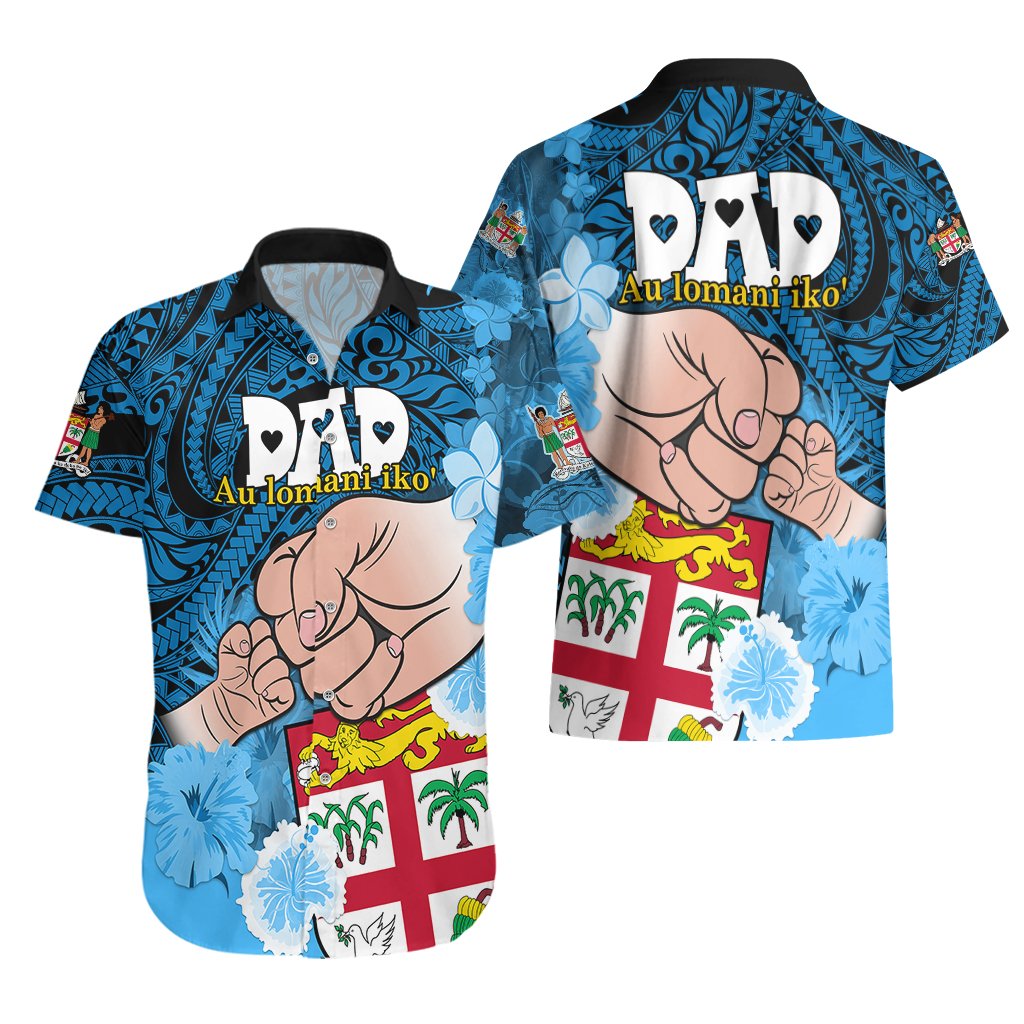 Fathers Day Polynesian Islands Fiji Hawaiian Shirt Dad Au Lomani Iko - Polynesian Flowers Tribal LT9 - Polynesian Pride