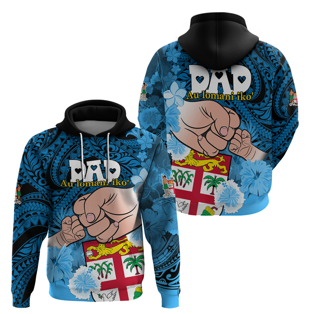 Fathers Day Polynesian Islands Fiji Hoodie Dad Au Lomani Iko Polynesian Flowers Tribal LT9 - Polynesian Pride