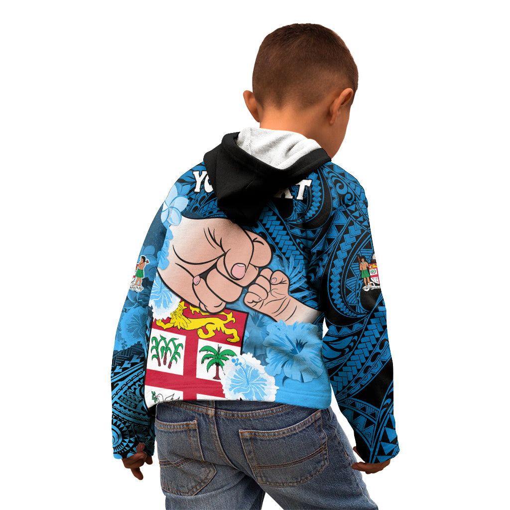 Personalised Fathers Day Polynesian Islands Fiji Kid Hoodie Dad Au Lomani Iko - Polynesian Flowers Tribal LT9 - Polynesian Pride