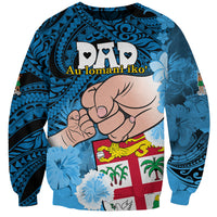 Personalised Dads Day Fiji Sweatshirt Dad Au Lomani Iko - Polynesian Flowers Tribal LT9 Unisex Blue - Polynesian Pride