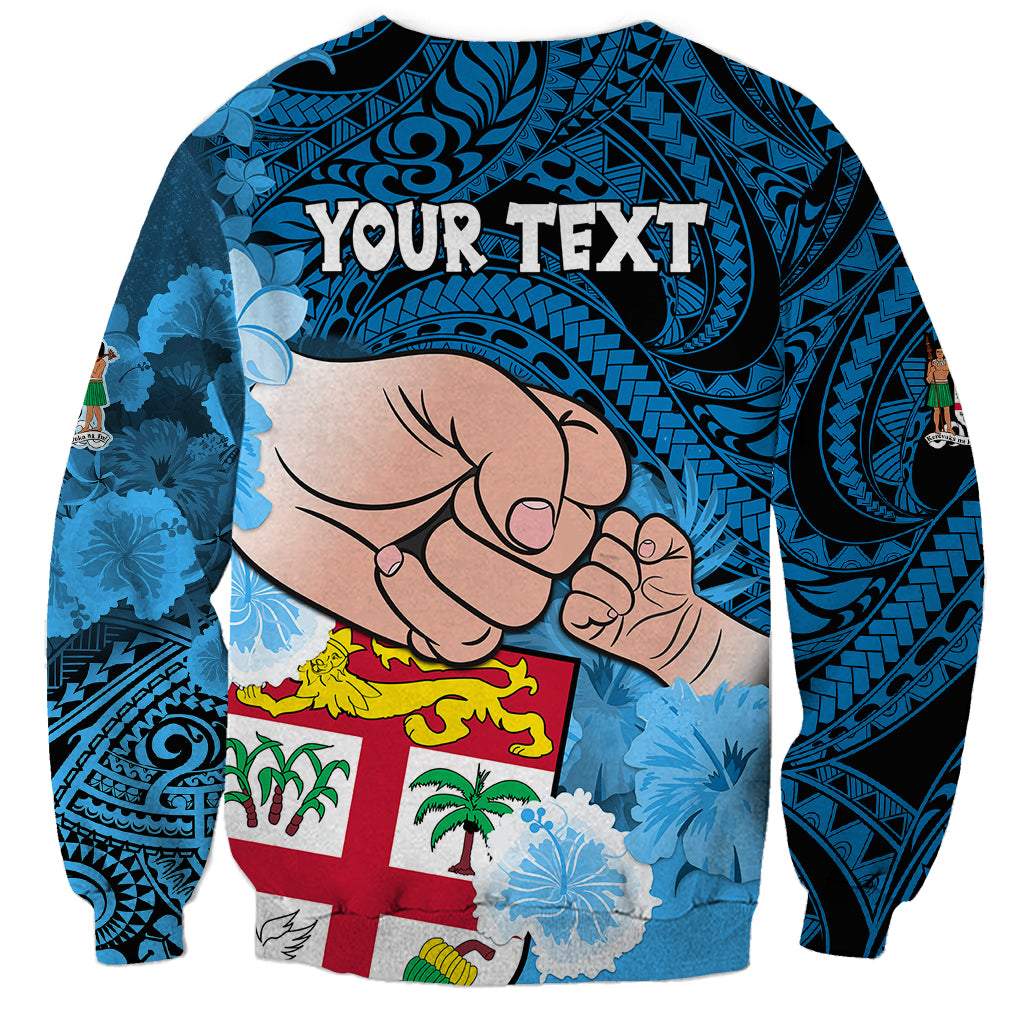 Personalised Dads Day Fiji Sweatshirt Dad Au Lomani Iko - Polynesian Flowers Tribal LT9 - Polynesian Pride