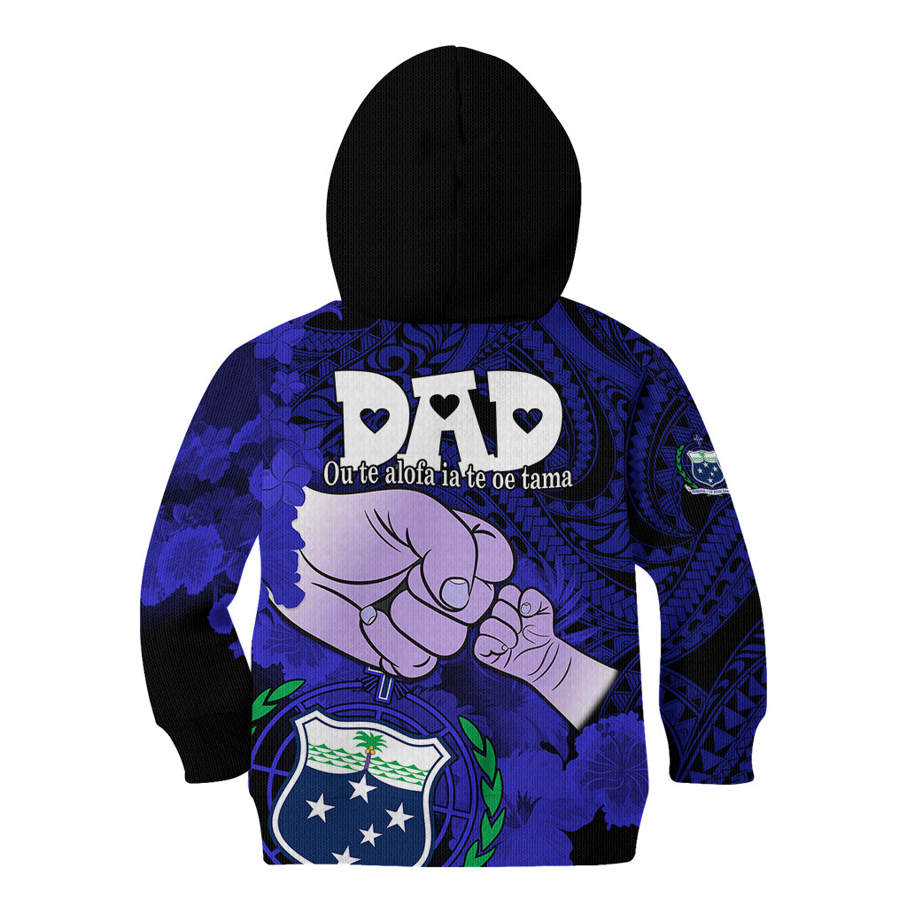 Fathers Day Polynesian Islands Samoa Kid Hoodie Dad Ou Te Alofa Ia Te Oe Tama - Blue Polynesian Flowers Tribal LT9 - Polynesian Pride