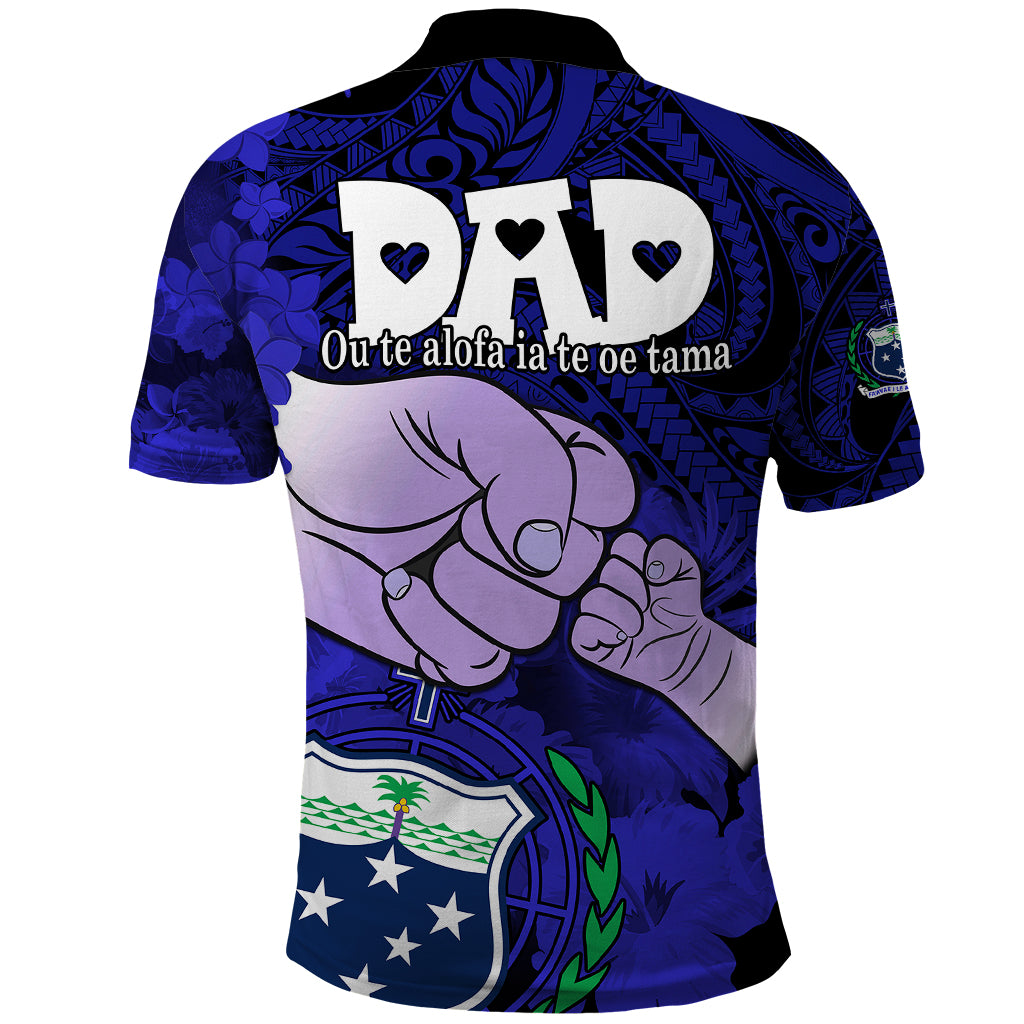 Fathers Day Polynesian Islands Samoa Polo Shirt Dad Ou Te Alofa Ia Te Oe Tama Blue Polynesian Flowers Tribal LT9 - Polynesian Pride
