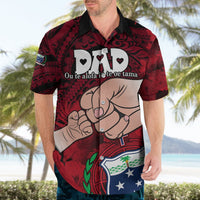 Personalised Dads Day Samoa Hawaiian Shirt Dad Ou Te Alofa Ia Te Oe Tama - Red Polynesian Flowers Tribal LT9 - Polynesian Pride