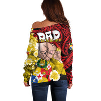 Dads Day Tonga Off Shoulder Sweater Dad Ofa lahi atu - Polynesian Flowers Tribal LT9 - Polynesian Pride