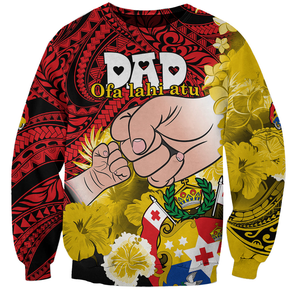 Dads Day Tonga Sweatshirt Dad Ofa lahi atu - Polynesian Flowers Tribal LT9 Unisex Red - Polynesian Pride
