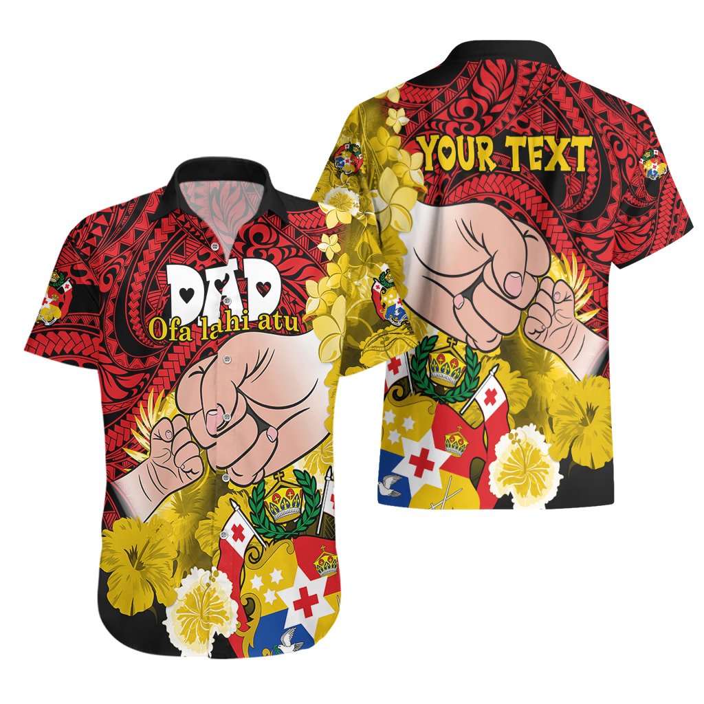 Personalised Fathers Day Polynesian Islands Tonga Hawaiian Shirt Dad Ofa lahi atu - Polynesian Flowers Tribal LT9 - Polynesian Pride