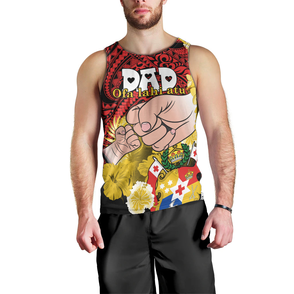Personalised Fathers Day Polynesian Islands Tonga Men Tank Top Dad Ofa lahi atu - Polynesian Flowers Tribal LT9 - Polynesian Pride