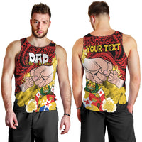 Personalised Fathers Day Polynesian Islands Tonga Men Tank Top Dad Ofa lahi atu - Polynesian Flowers Tribal LT9 - Polynesian Pride