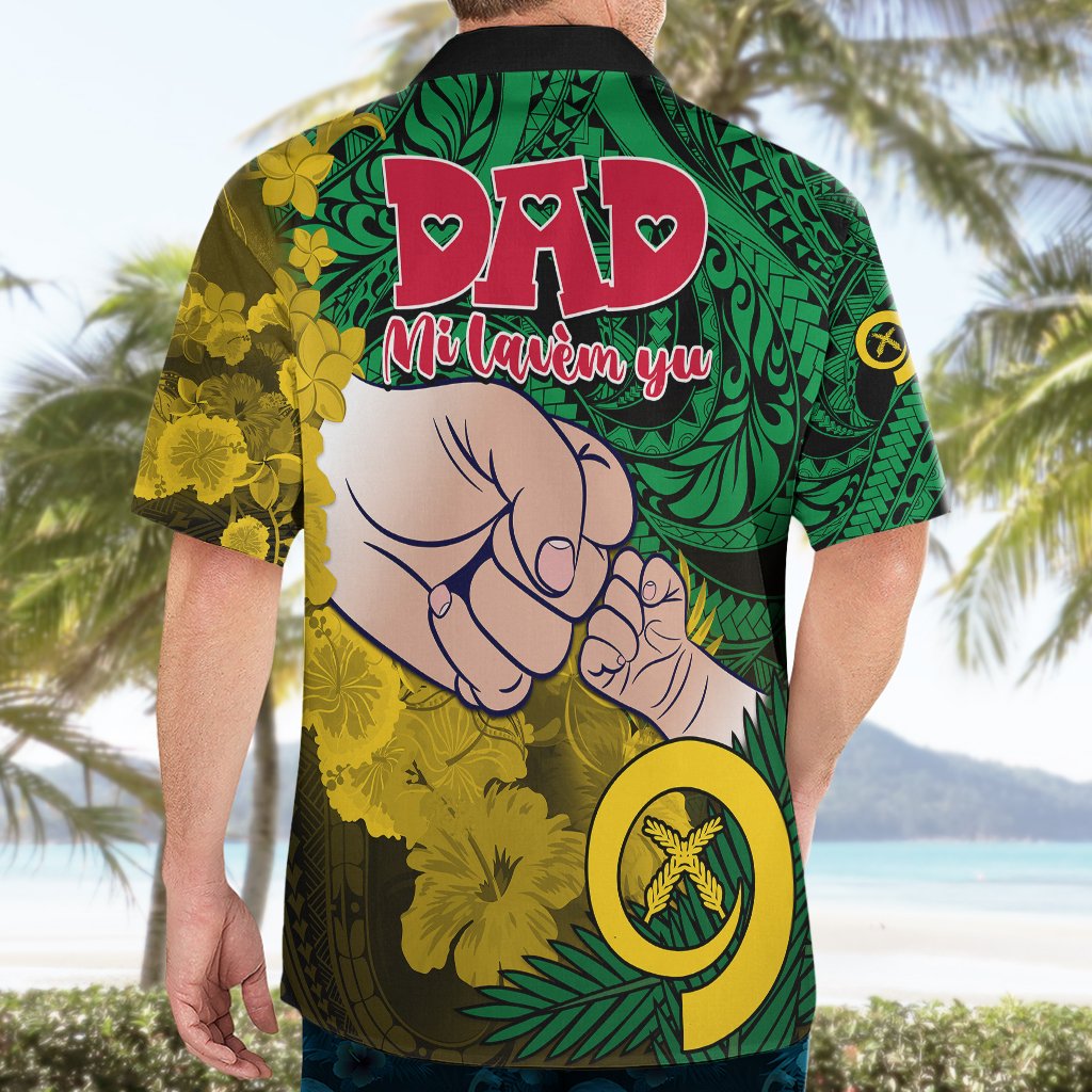 Fathers Day Polynesian Islands Vanuatu Hawaiian Shirt Dad Mi lavem yu - Polynesian Flowers Tribal LT9 - Polynesian Pride