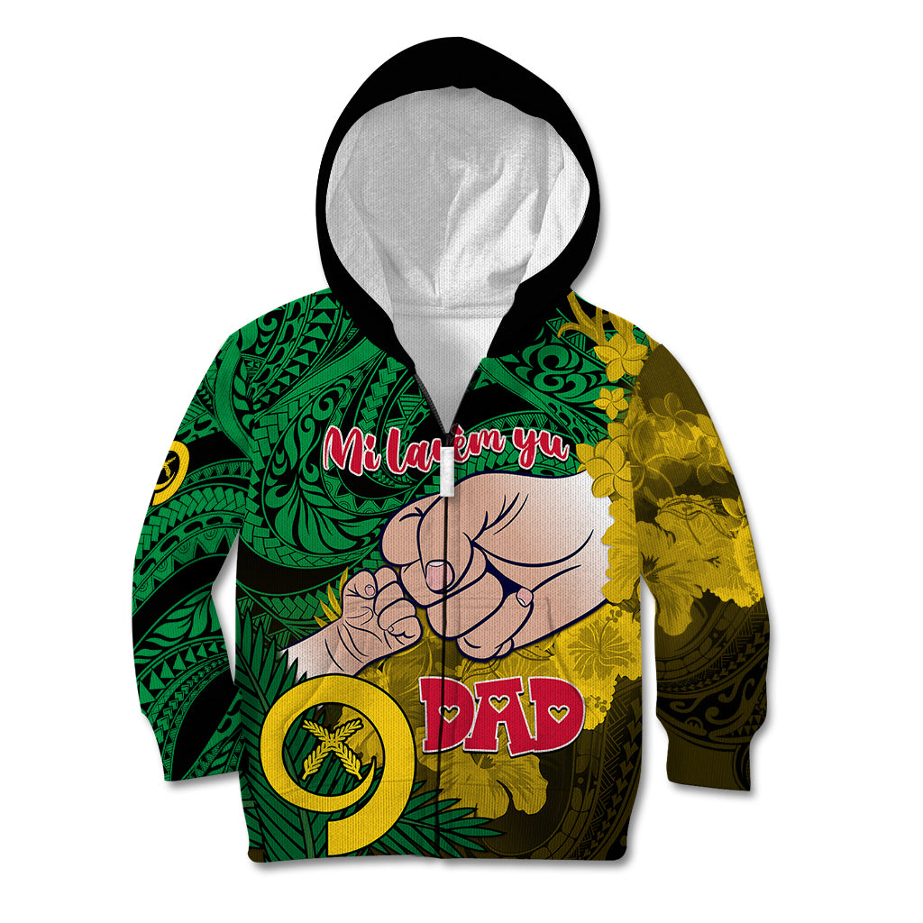 Dads Day Vanuatu Kid Hoodie Dad Mi lavem yu - Polynesian Flowers Tribal LT9 - Polynesian Pride