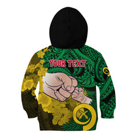 Personalised Dads Day Vanuatu Kid Hoodie Dad Mi lavem yu - Polynesian Flowers Tribal LT9 - Polynesian Pride